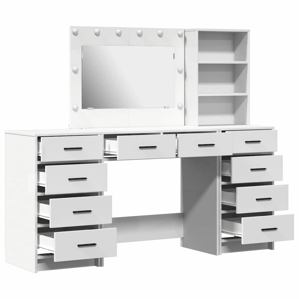 Toaletni stol s ladicama 3 pcs Bijelo Konstruirano drvo