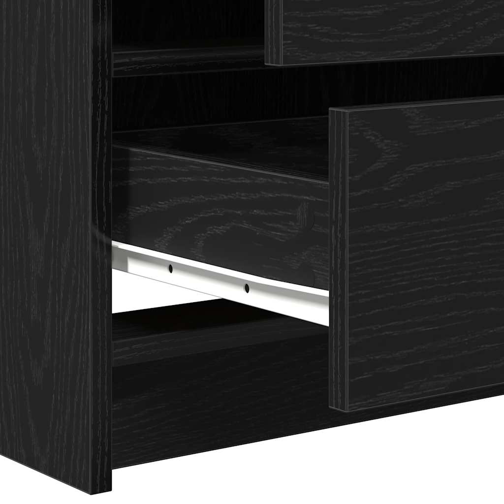Toaletni stol s zrcalnim svjetlima 3 pcs Crna Konstruirano drvo