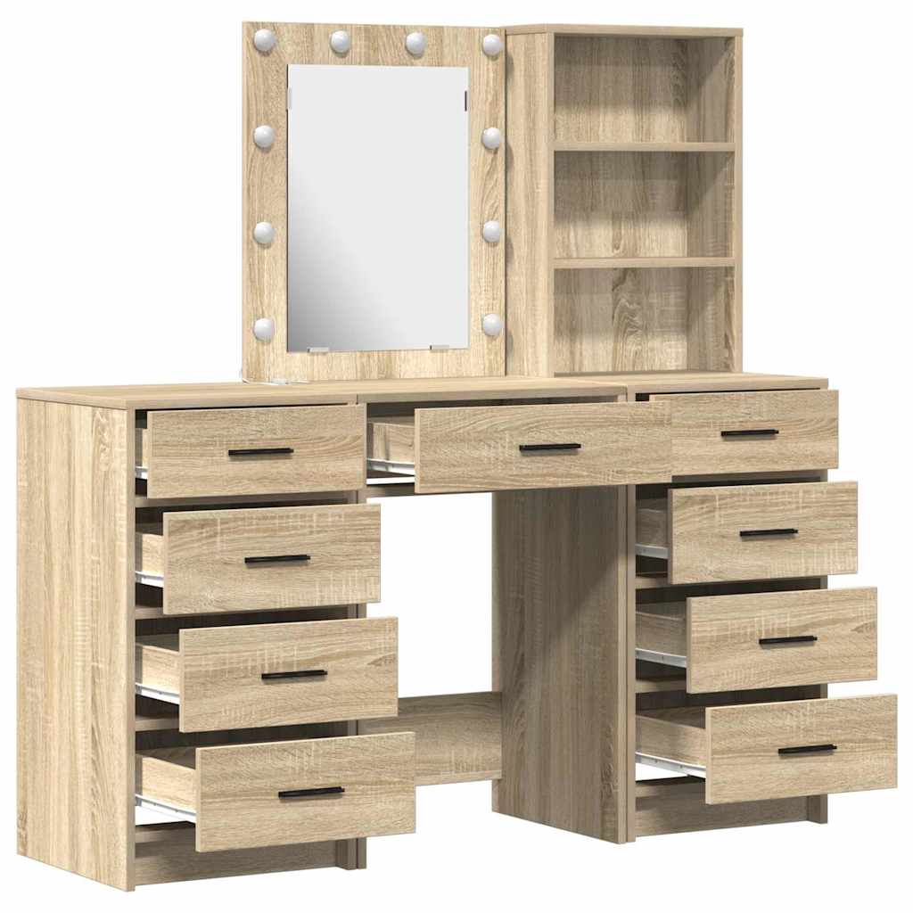 Toaletni stol s ladicama 3 pcs Smeđa Konstruirano drvo