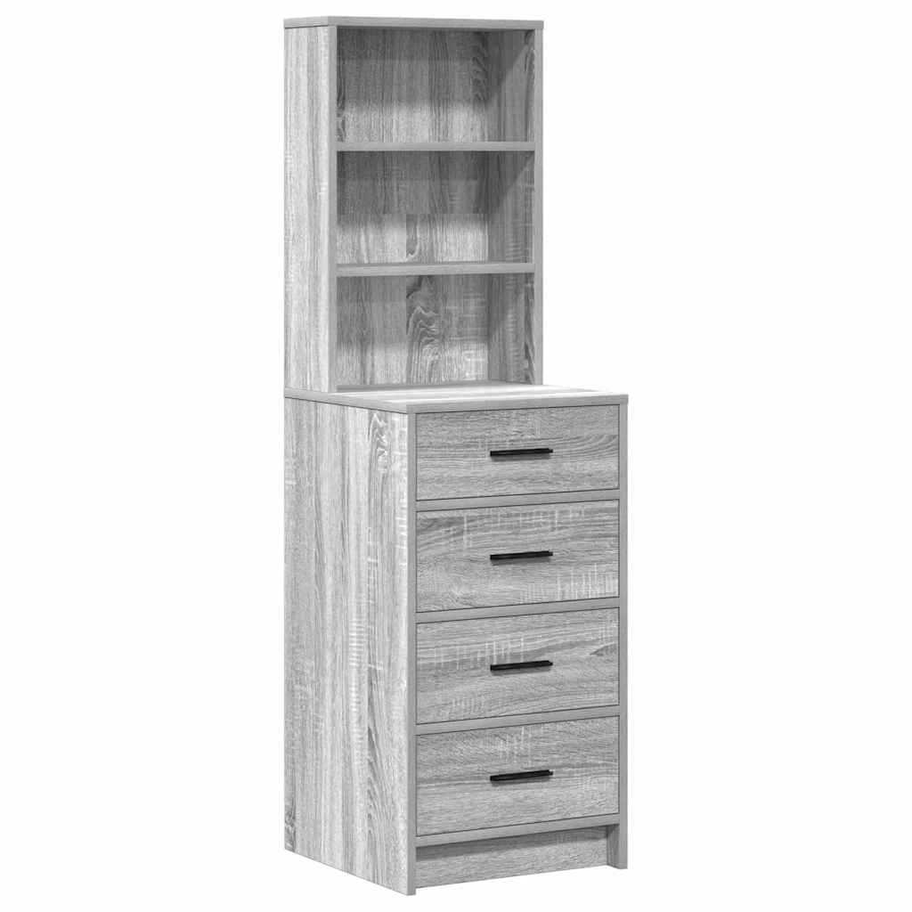 Toaletni stol s zrcalnim svjetlima 3 pcs Siva Konstruirano drvo