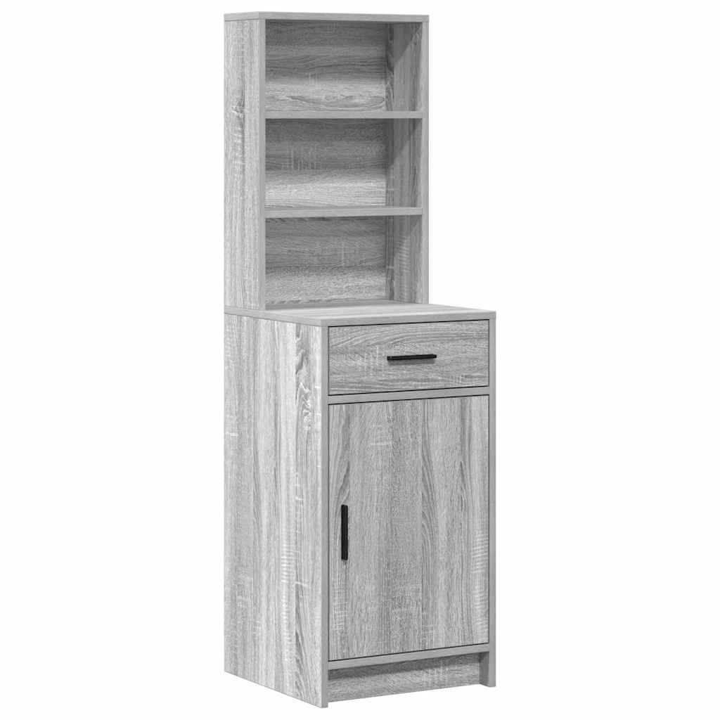 Toaletni stol s zrcalnim svjetlima 2 pcs Siva Konstruirano drvo