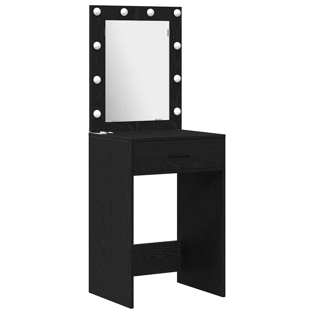 Set stola za oblačenje s LED 3 pcs Crni hrast Konstruirano drvo
