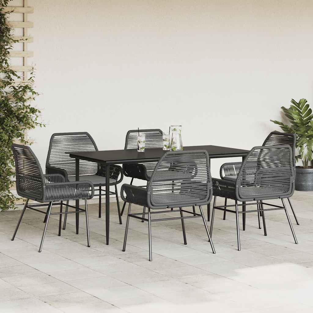 7-dijelni vrtni blagovaonski set s jastucima, crno Crna 160 x 80 x 74 cm