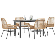 5-dijelni vrtni blagovaonski set s jastucima poliratan i staklo Smeđa 140 x 70 x 74 cm