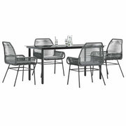 5-dijelni vrtni blagovaonski set s jastucima poliratan i staklo Siva 160 x 80 x 74 cm