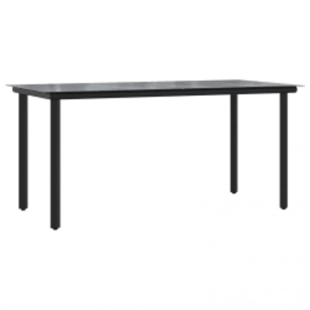 Vrtni blagovaonski set od 5 dijelova, crni, poliratan, staklo