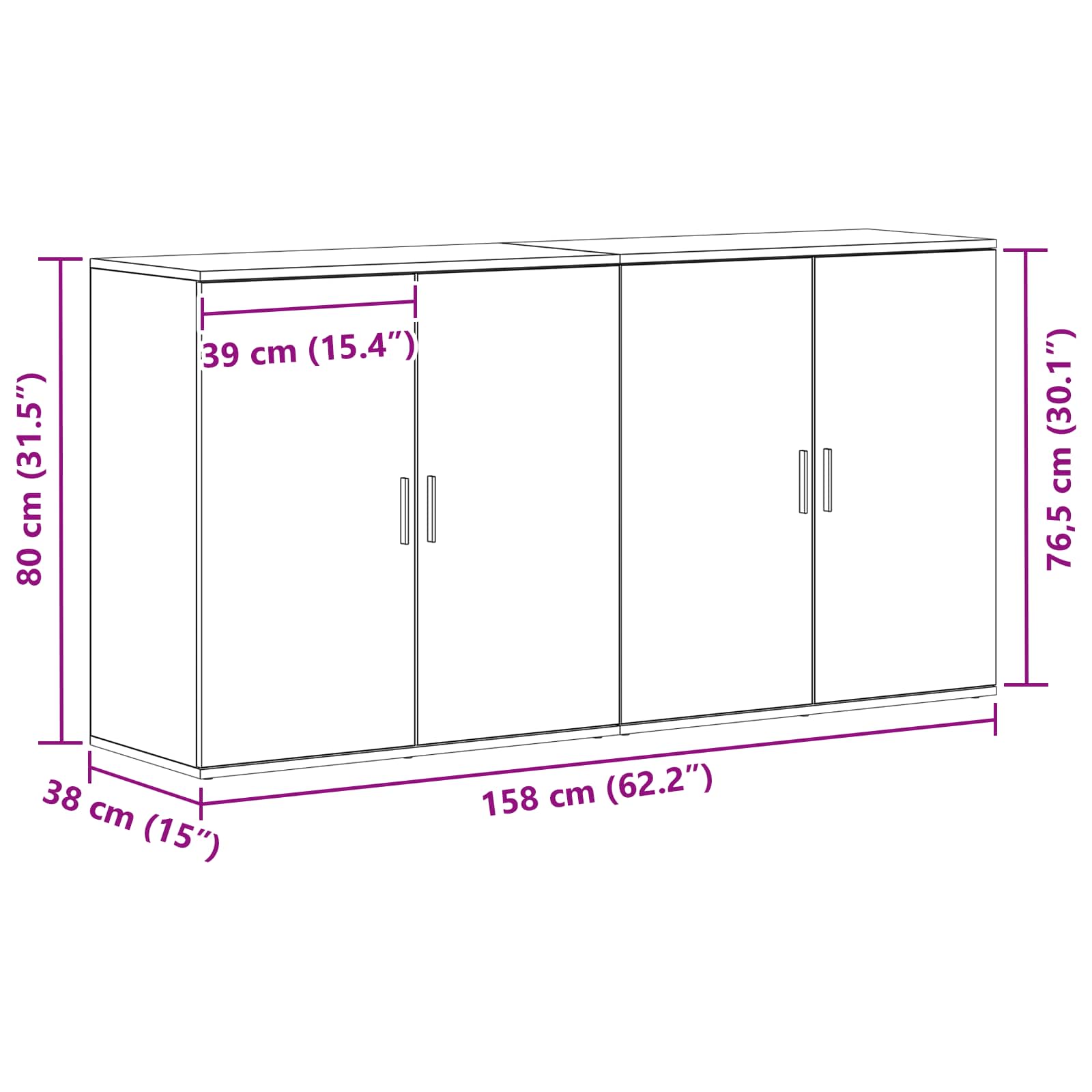 Kreveta 2 pcs Crni hrast 79 x 38 x 80 cm Konstruirano drvo