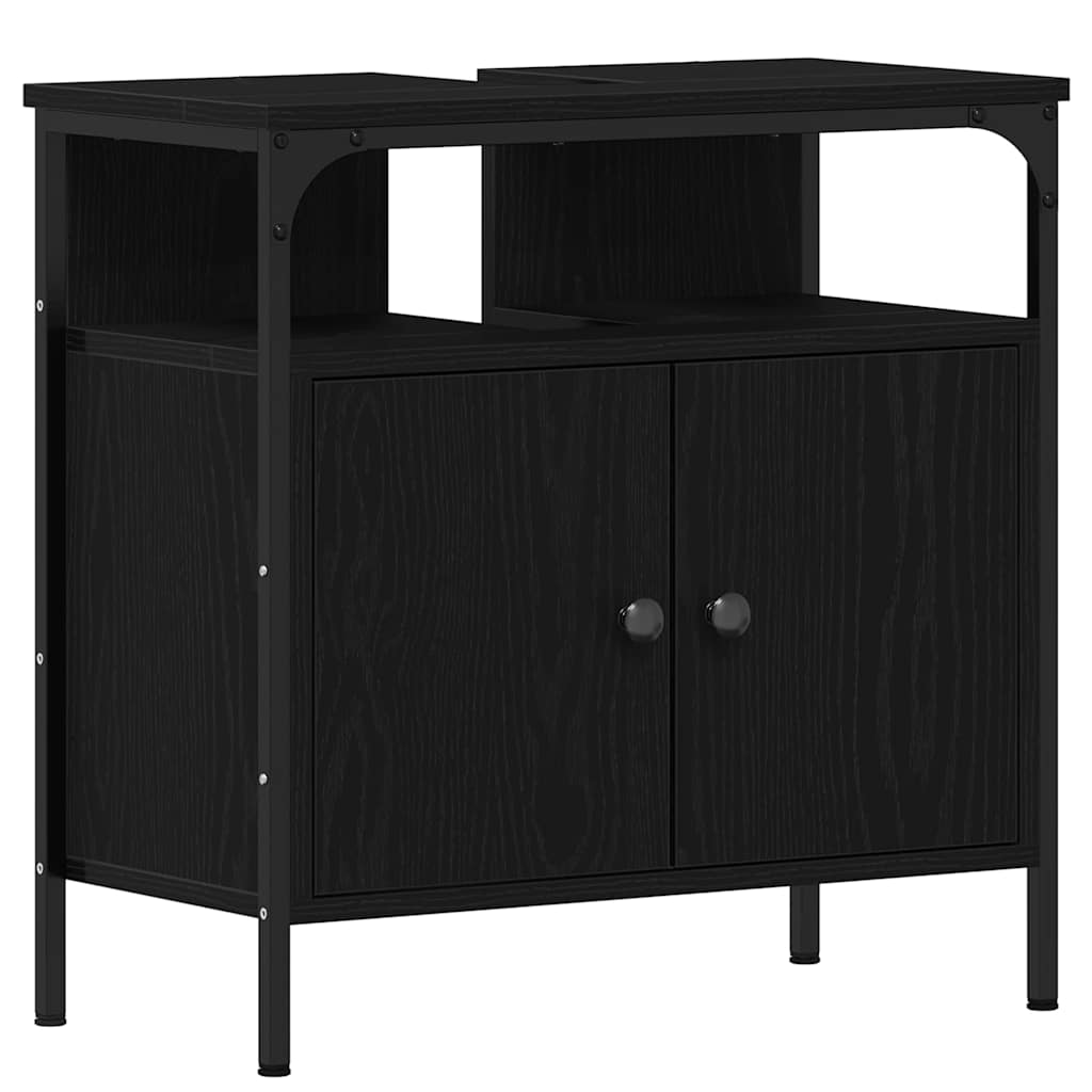 Set namještaja za kupaonicu Zidne 2 pcs Crna Konstruirano drvo