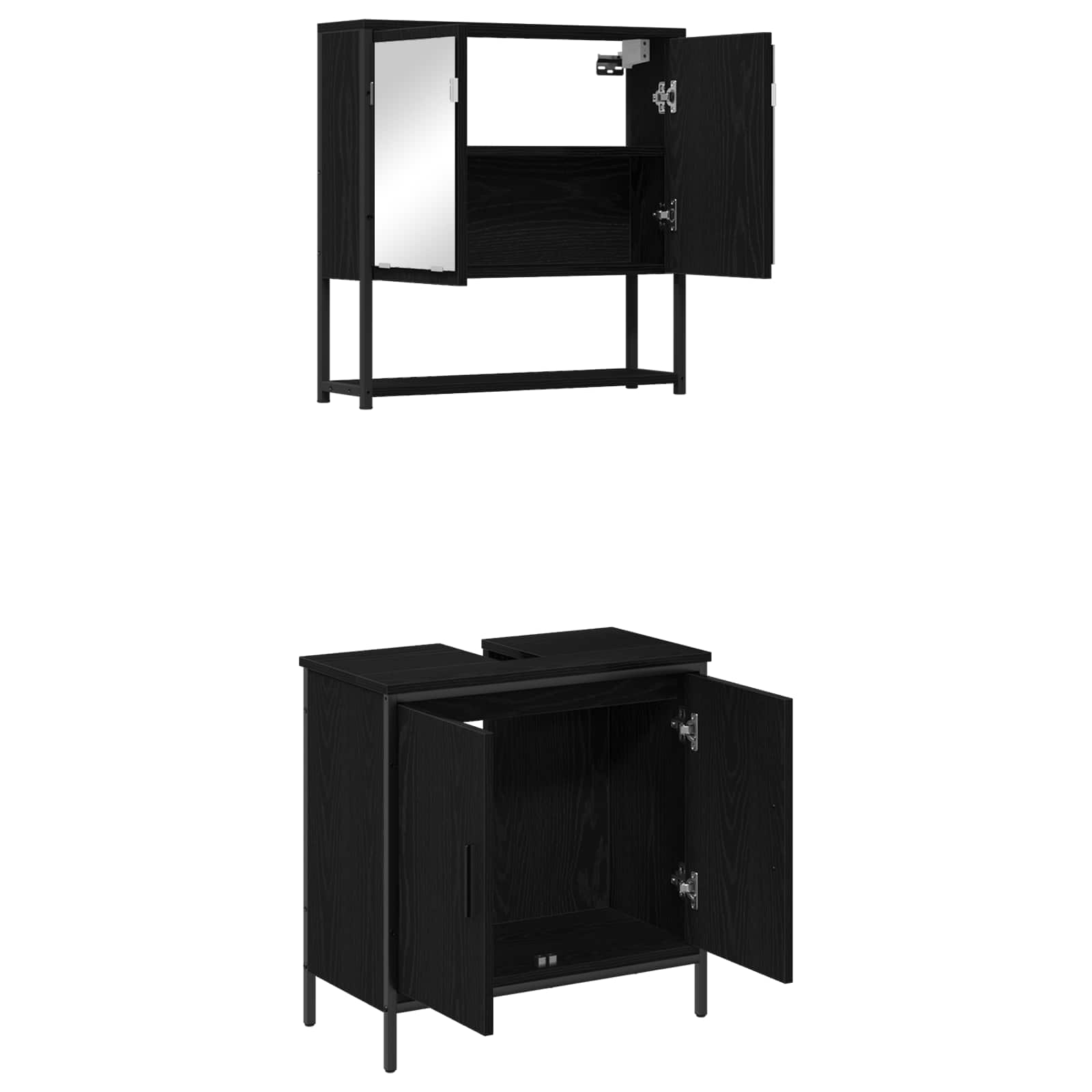 Set namještaja za kupaonicu Zidne 2 pcs Crna Konstruirano drvo