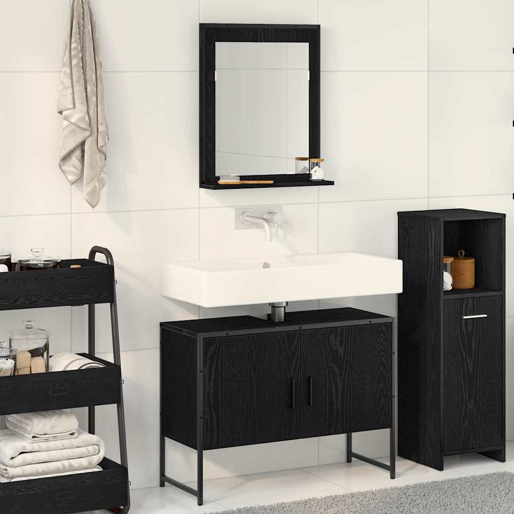 Set namještaja za kupaonicu Zidne 2 pcs Crna Konstruirano drvo