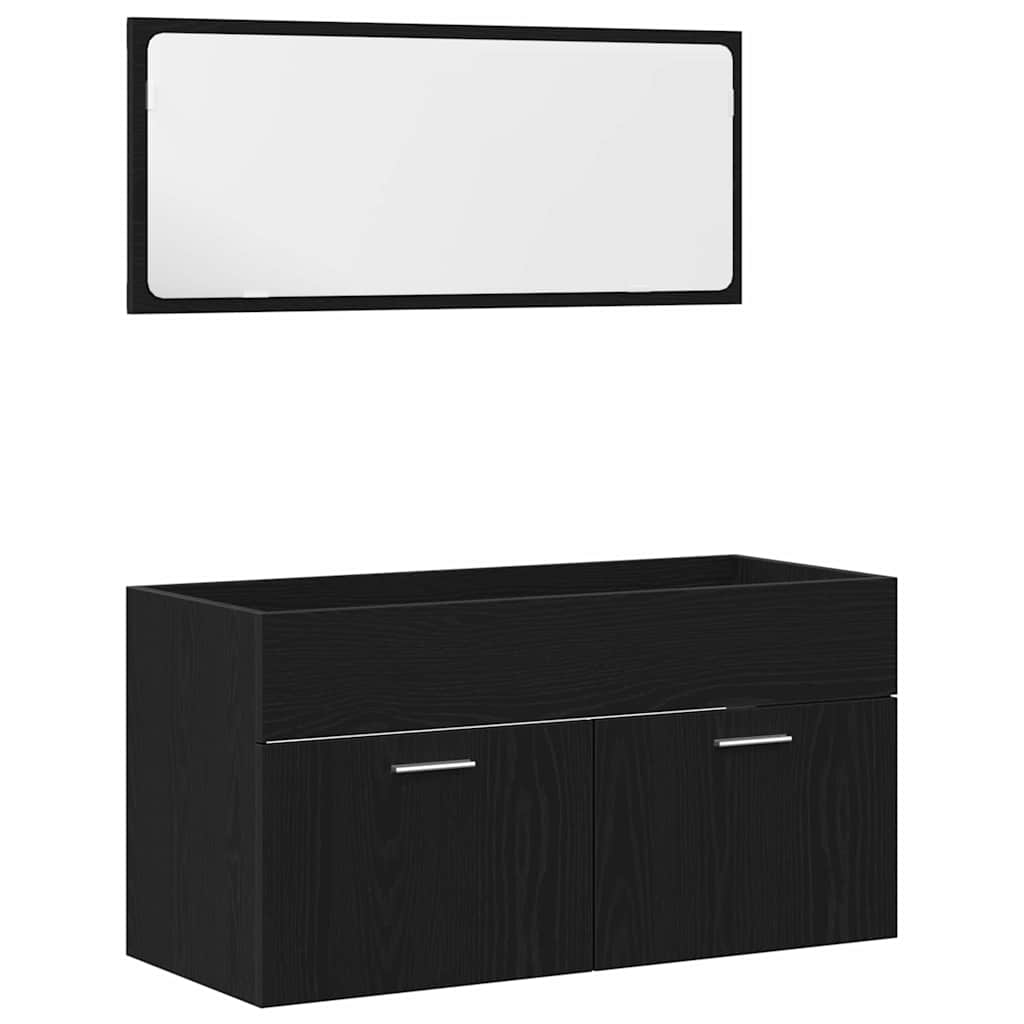 Set namještaja za kupaonicu 3 kom. Crni hrast Konstruirano drvo