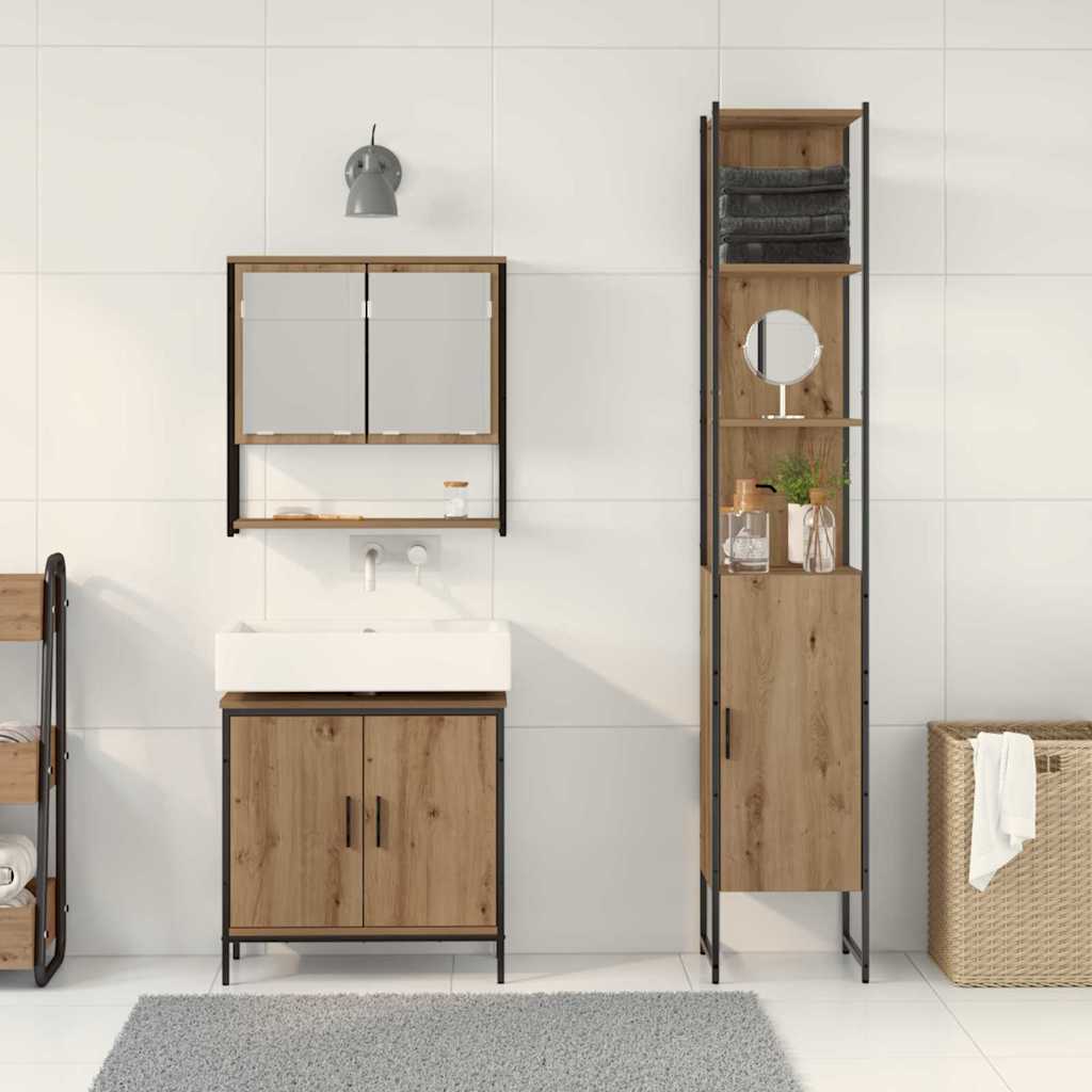 Set namještaja za kupaonicu 3 kom. Smeđa 33 x 33 x 185,5 cm