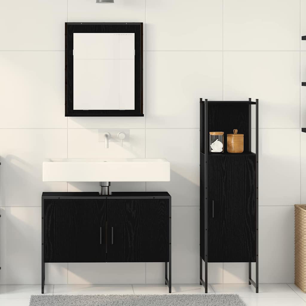 Set namještaja za kupaonicu Zidne 3 pcs Crna Konstruirano drvo