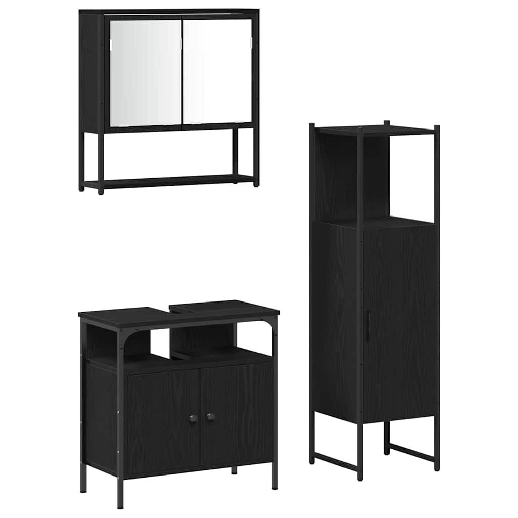 Set namještaja za kupaonicu Zidne 3 pcs Crna Konstruirano drvo