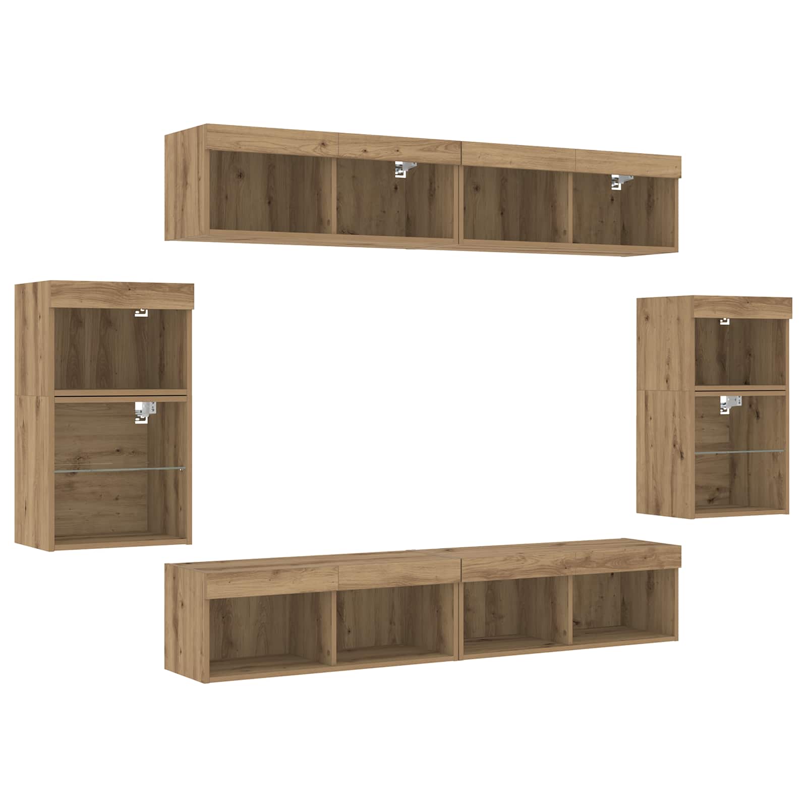 Set TV komoda Zidne 8 pcs hrast artisan Konstruirano drvo
