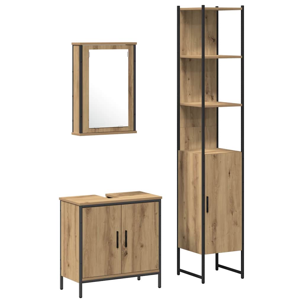 Set namještaja za kupaonicu 3 kom. Smeđa 33 x 33 x 185,5 cm