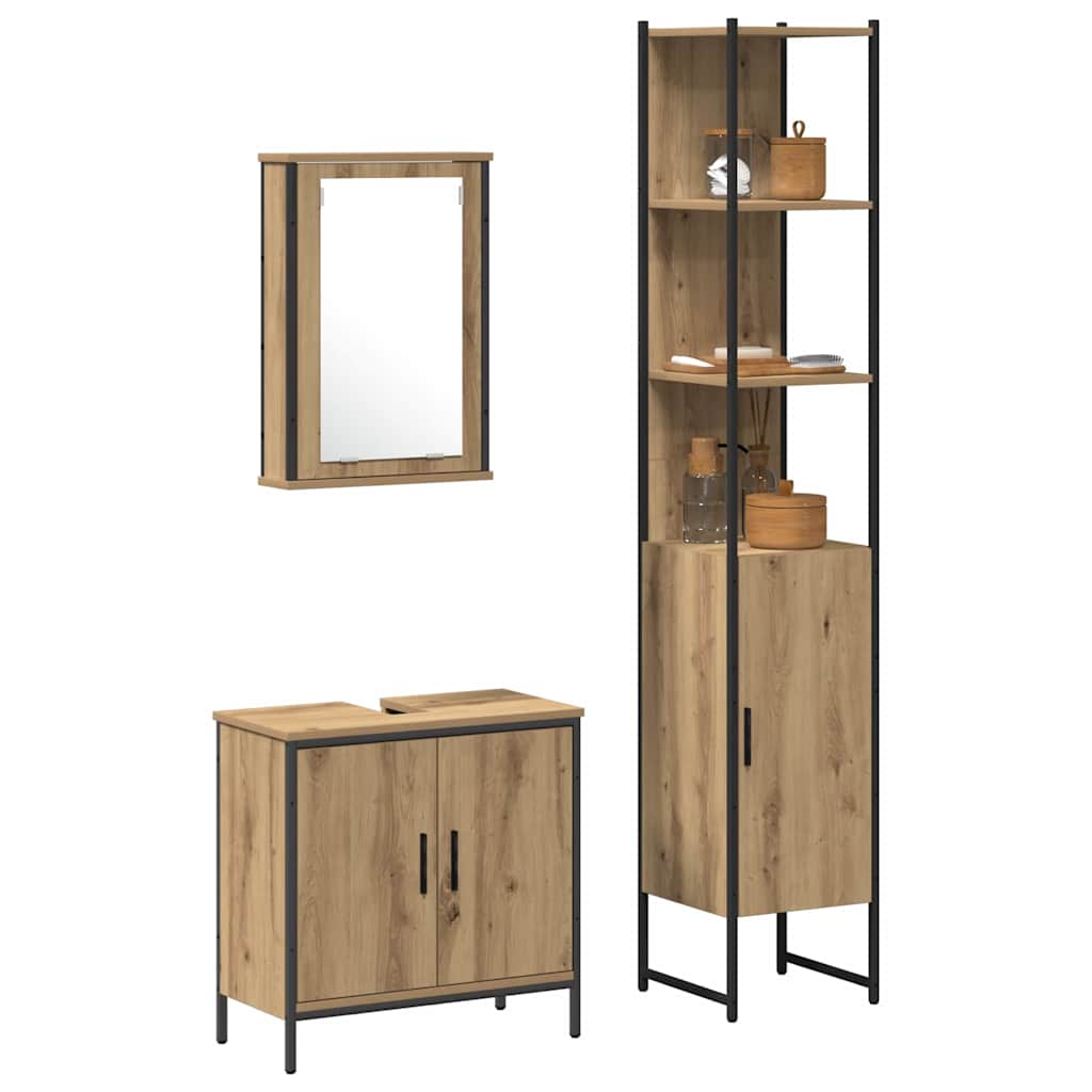 Set namještaja za kupaonicu 3 kom. Smeđa 33 x 33 x 185,5 cm