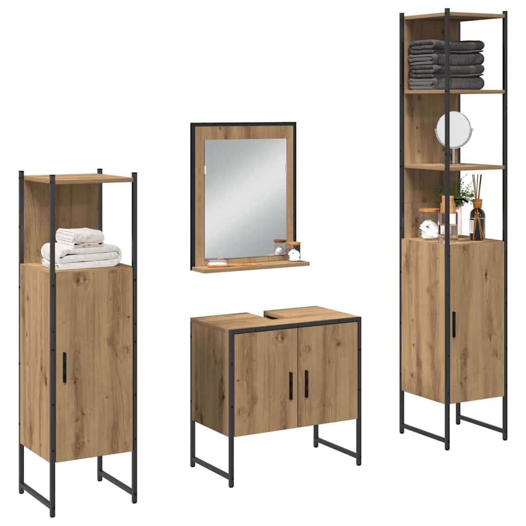 Set namještaja za kupaonicu 4 kom. Smeđa 33 x 33 x 185,5 cm