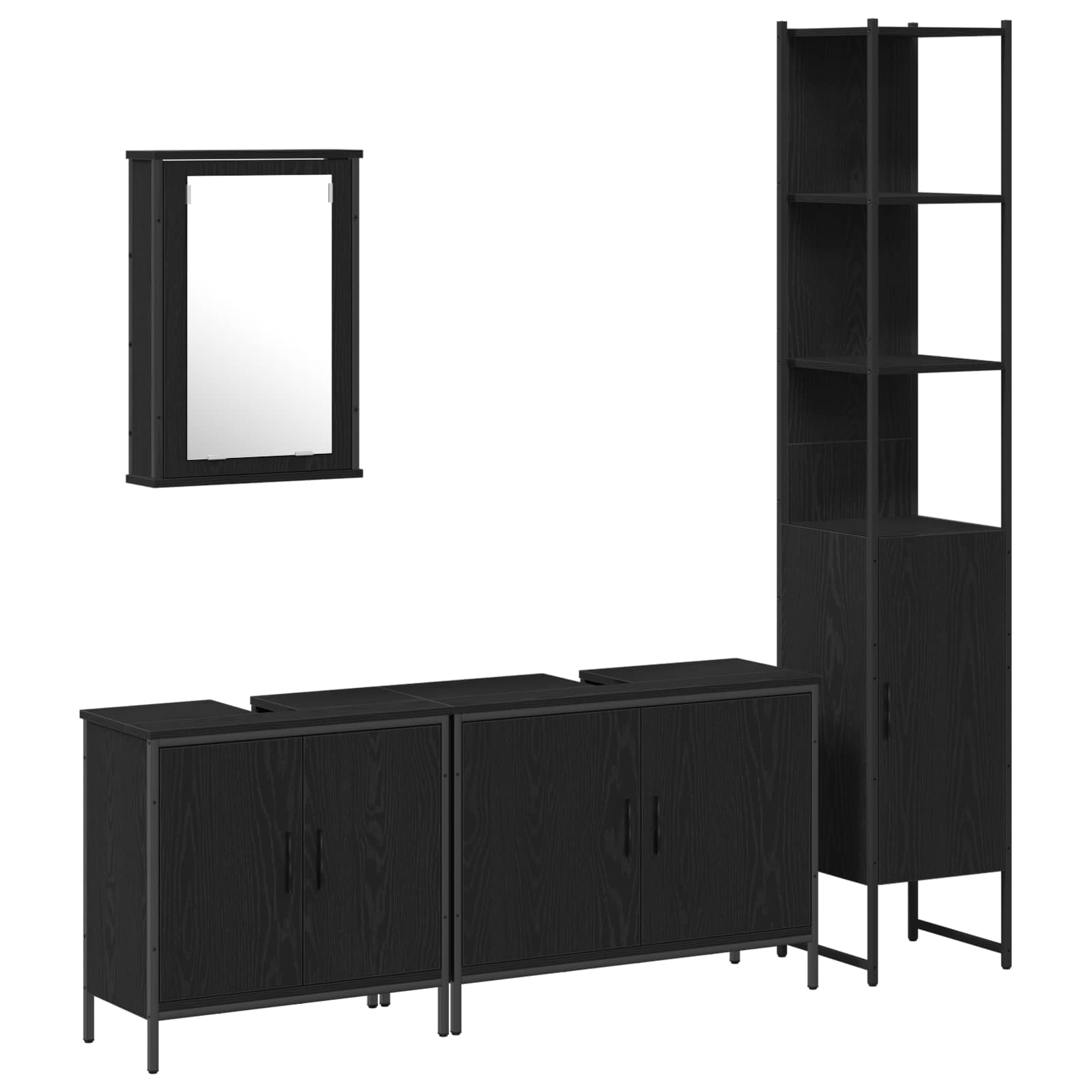 Set namještaja za kupaonicu Zidne 4 pcs Crna Konstruirano drvo