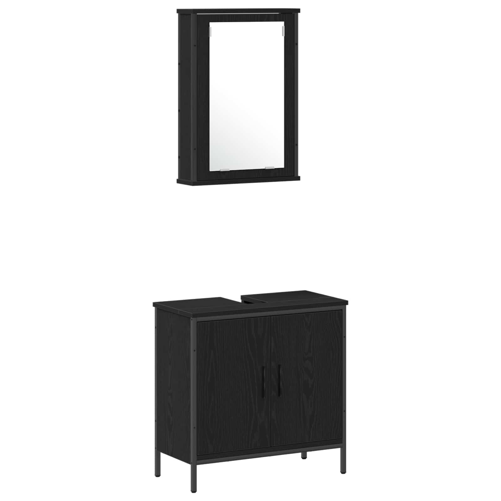 Set namještaja za kupaonicu Zidne 4 pcs Crna Konstruirano drvo
