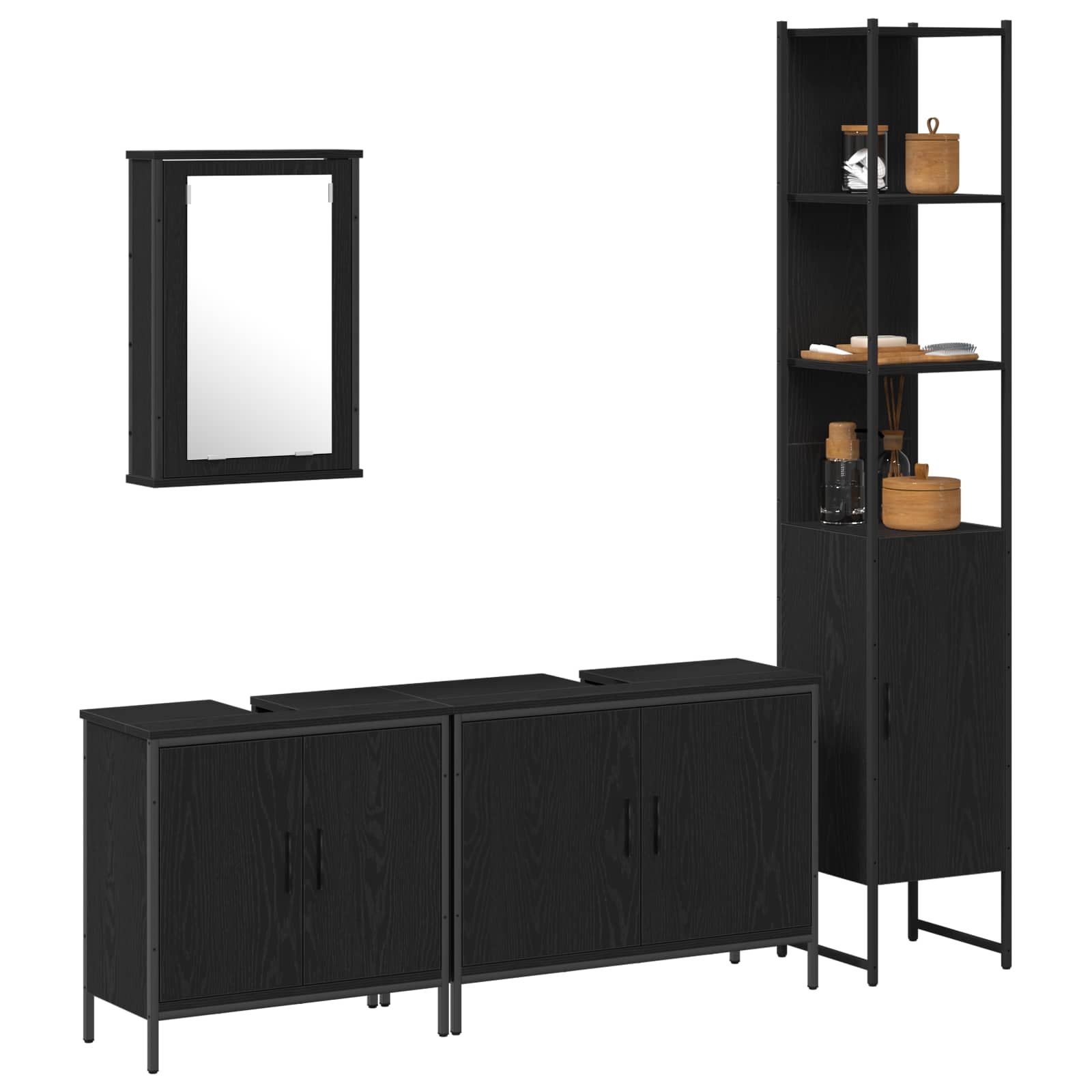Set namještaja za kupaonicu Zidne 4 pcs Crna Konstruirano drvo