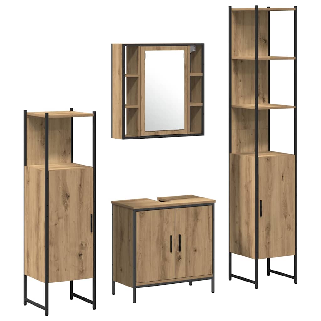 Set namještaja za kupaonicu 4 kom. Smeđa 33 x 33 x 185,5 cm