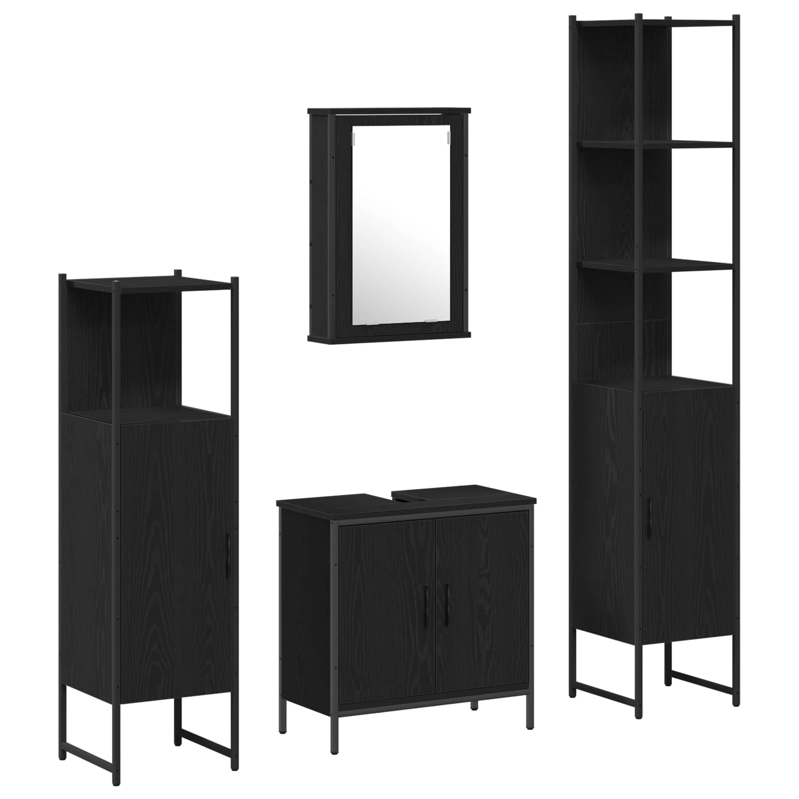 Set namještaja za kupaonicu Zidne 4 pcs Crna Konstruirano drvo
