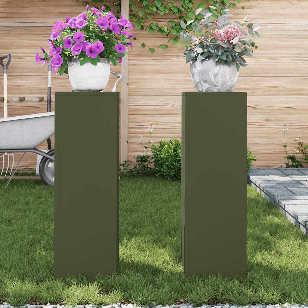Stalak za biljke 2 pcs Maslinovo zelena 24 x 24 x 75 cm Čelik