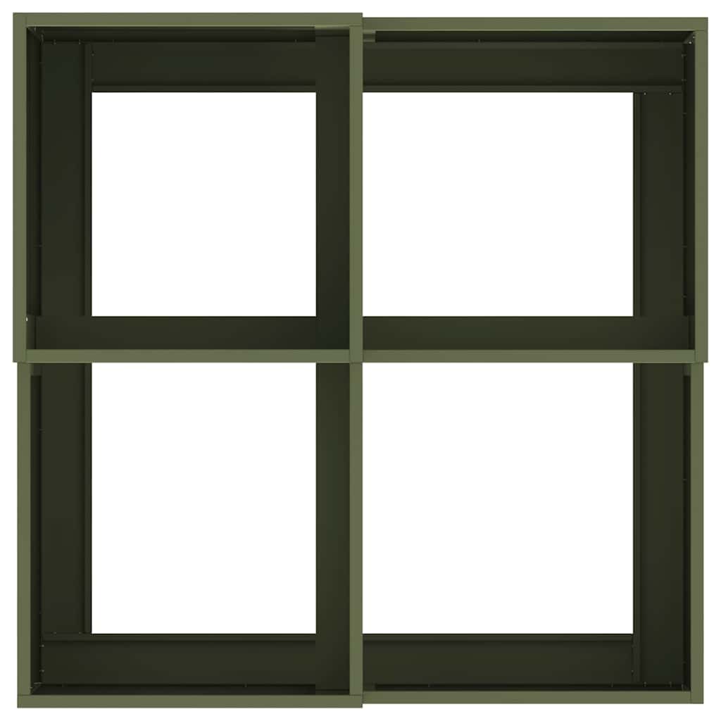 Vrtna saksija Maslinovo zelena 80 x 80 x 48 cm Čelik