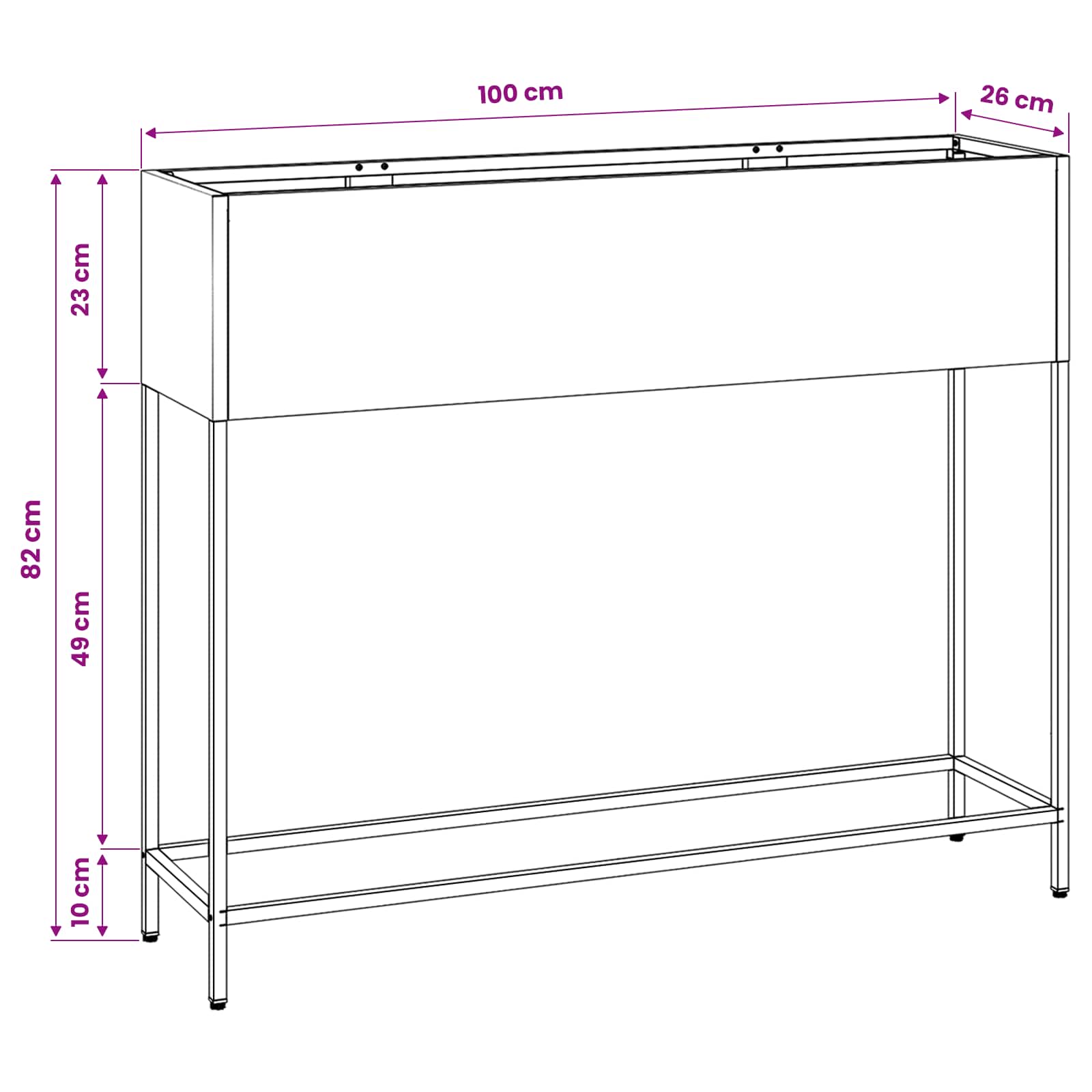Povišeni Vrtni Planter Srebrno 100 x 26 x 82 cm