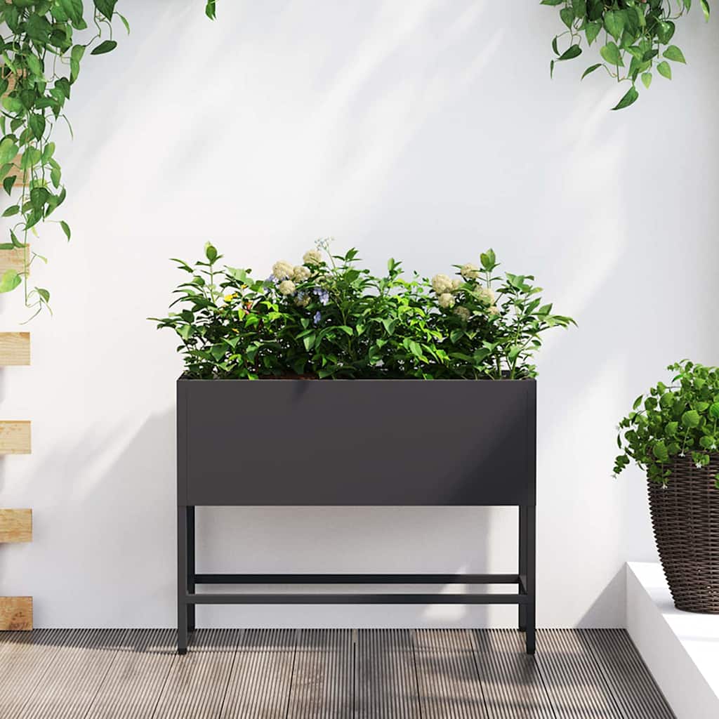 Povišeni Vrtni Planter Crna 60 x 26 x 45 cm Čelik