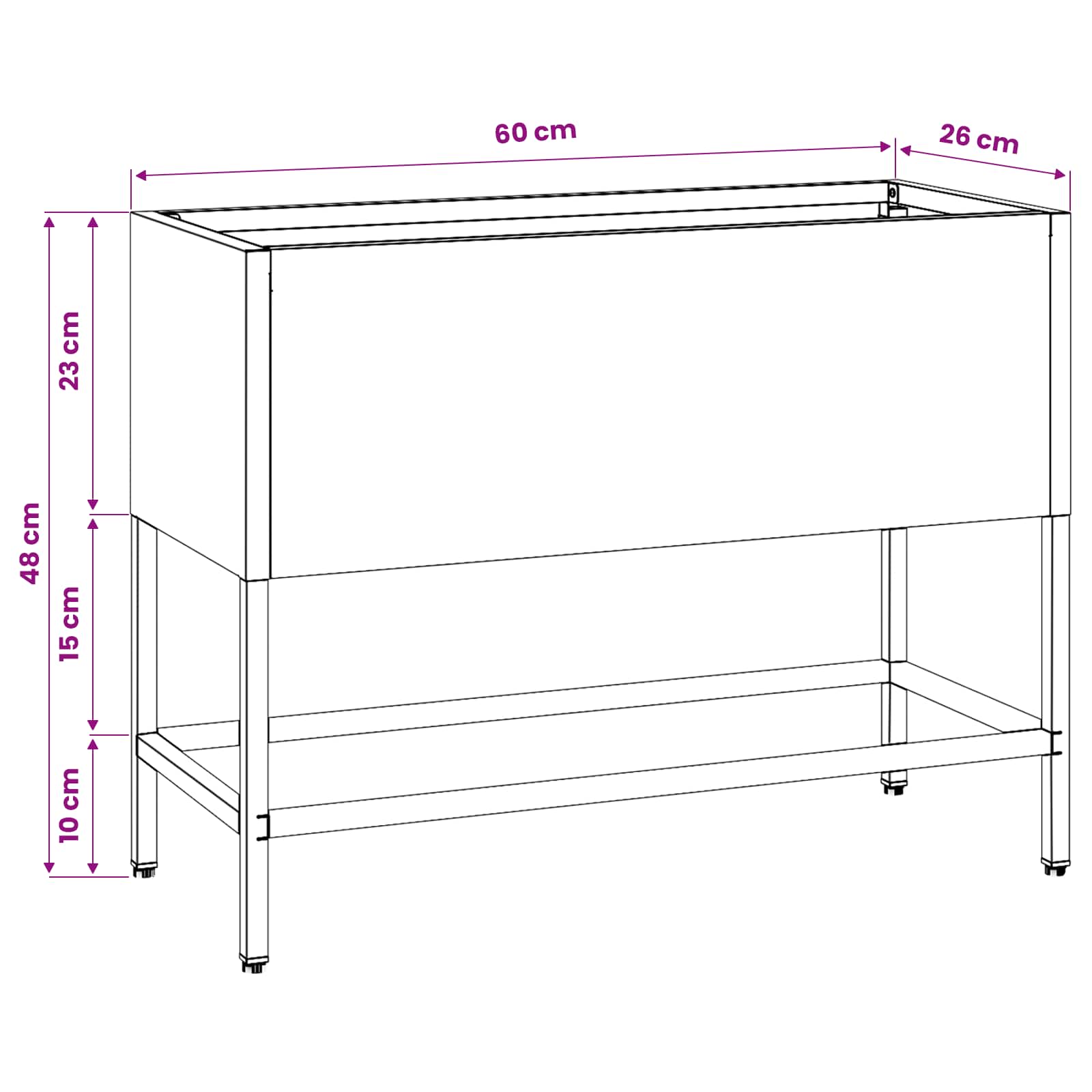 Povišeni Vrtni Planter Srebrno 60 x 26 x 45 cm Cinkani čelik