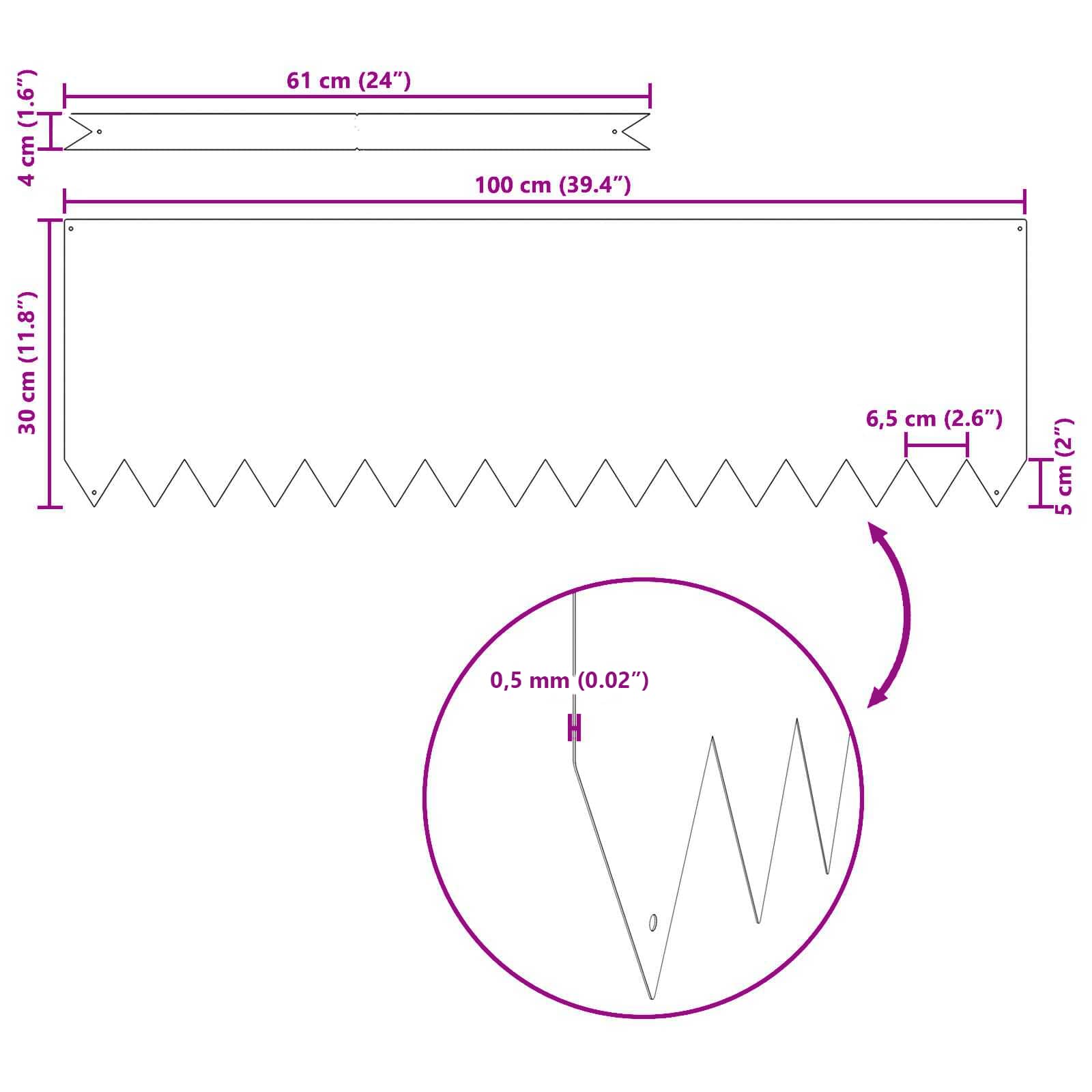 Ograda oko Travnjaka 20 pcs Srebrno 100 x 0,05 x 30 cm