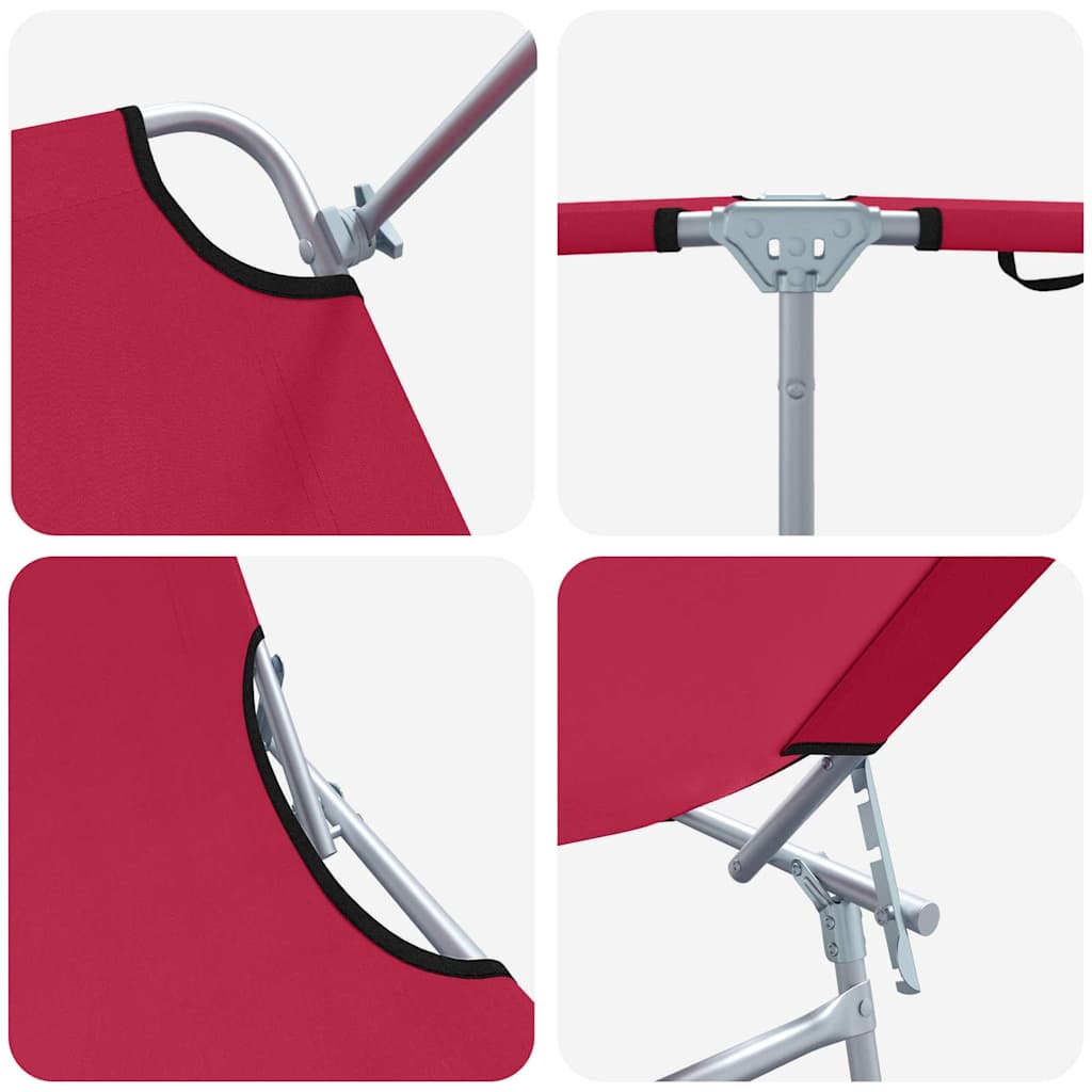 Ležaljka 2 pcs Crvena 58 x 188 x 77cm Poliester
