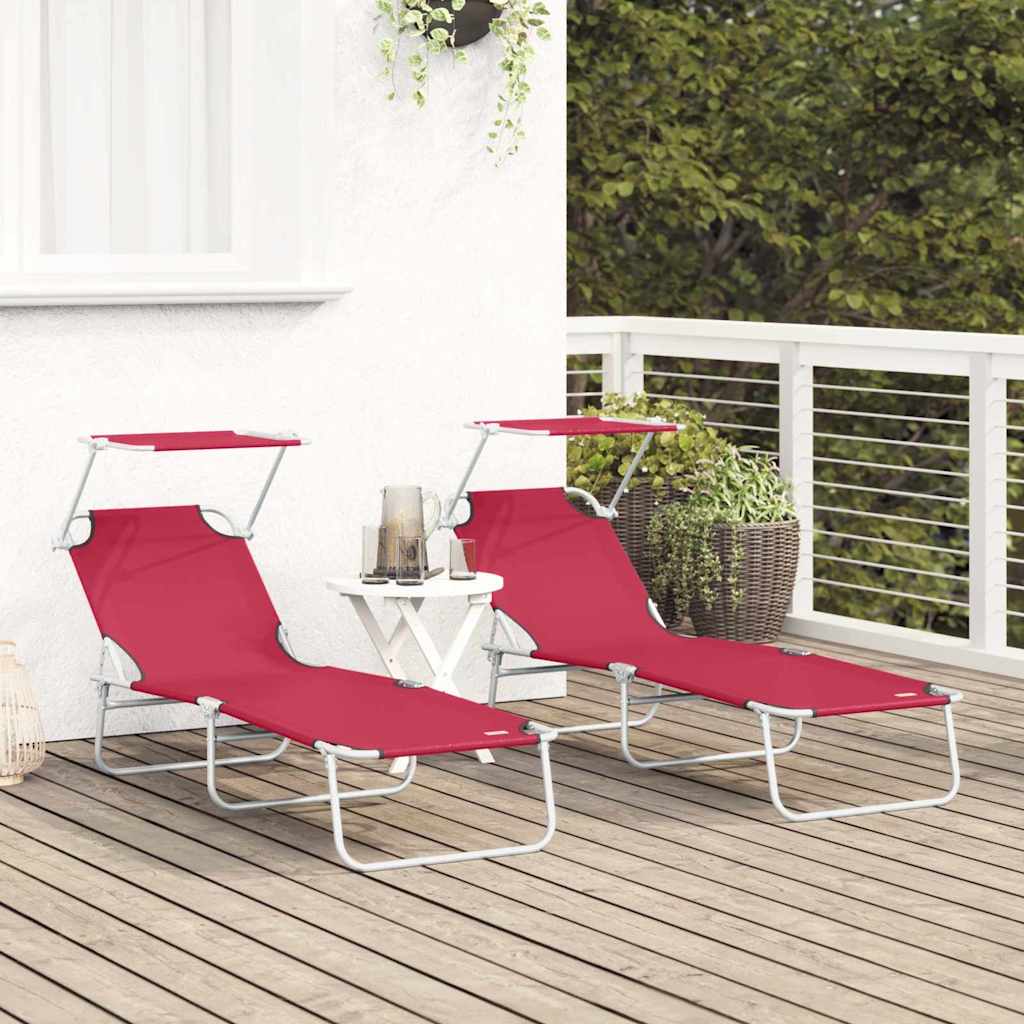 Ležaljka 2 pcs Crvena 58 x 188 x 77cm Poliester