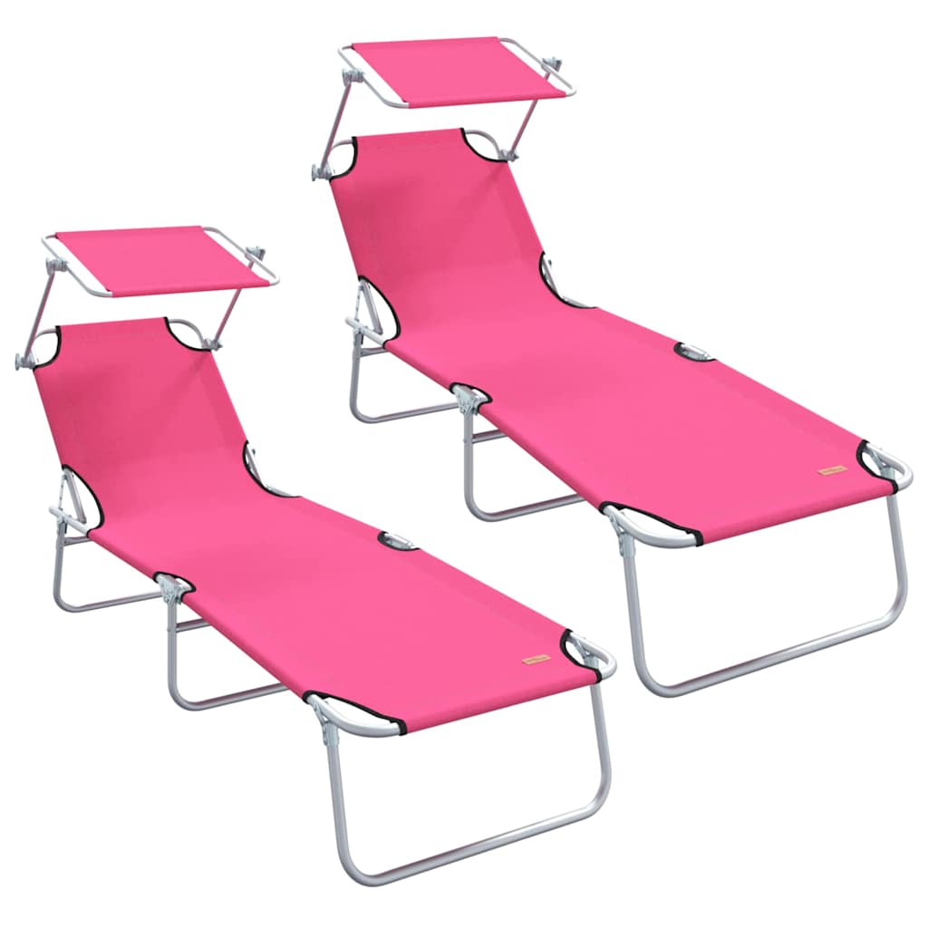 Ležaljka 2 pcs Ružičasta 58 x 188 x 77cm Poliester