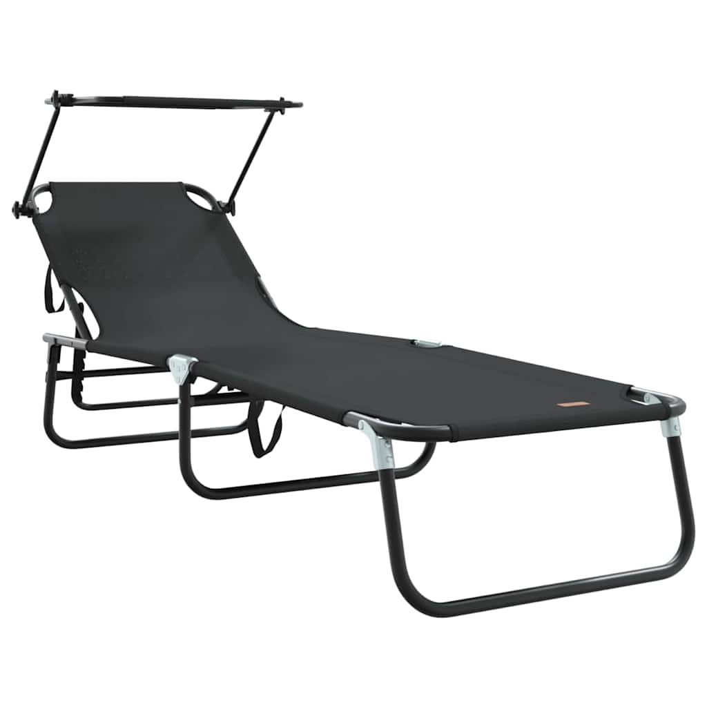 Sklopiva ležaljka za sunčanje Crna 190 x 57 x 81 cm oxford