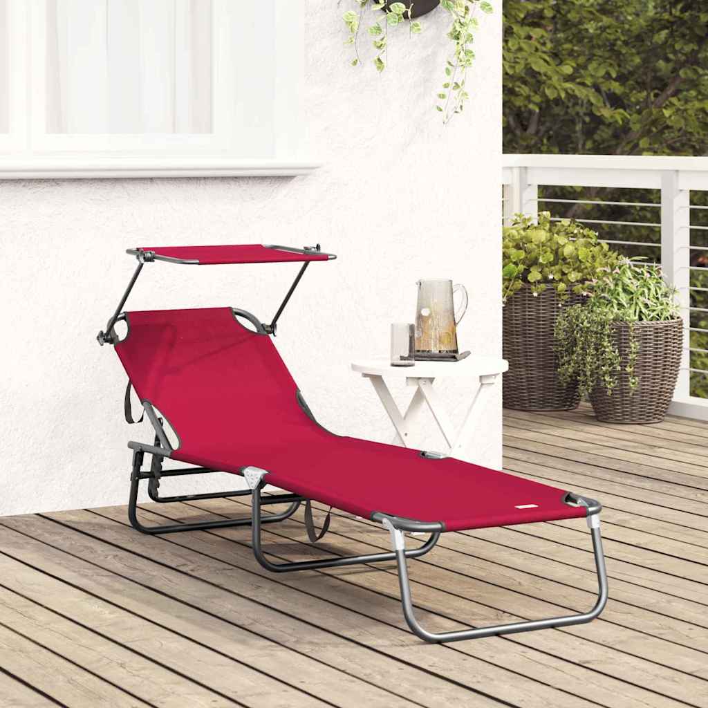 Sklopiva ležaljka za sunčanje Crvena 190 x 57 x 81 cm oxford