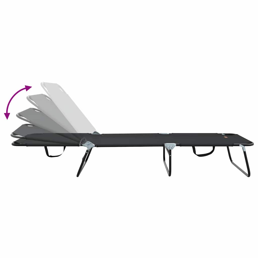 Sklopiva ležaljka za sunčanje 2 pcs Crna 188 x 57 x 86,5 cm
