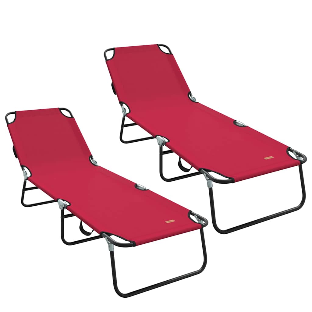 Sklopiva ležaljka za sunčanje 2 pcs Crvena 188 x 57 x 86,5 cm