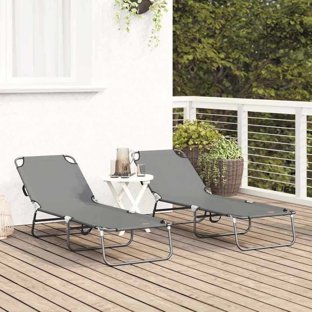 Sklopiva ležaljka za sunčanje 2 pcs Siva 188 x 57 x 86,5 cm