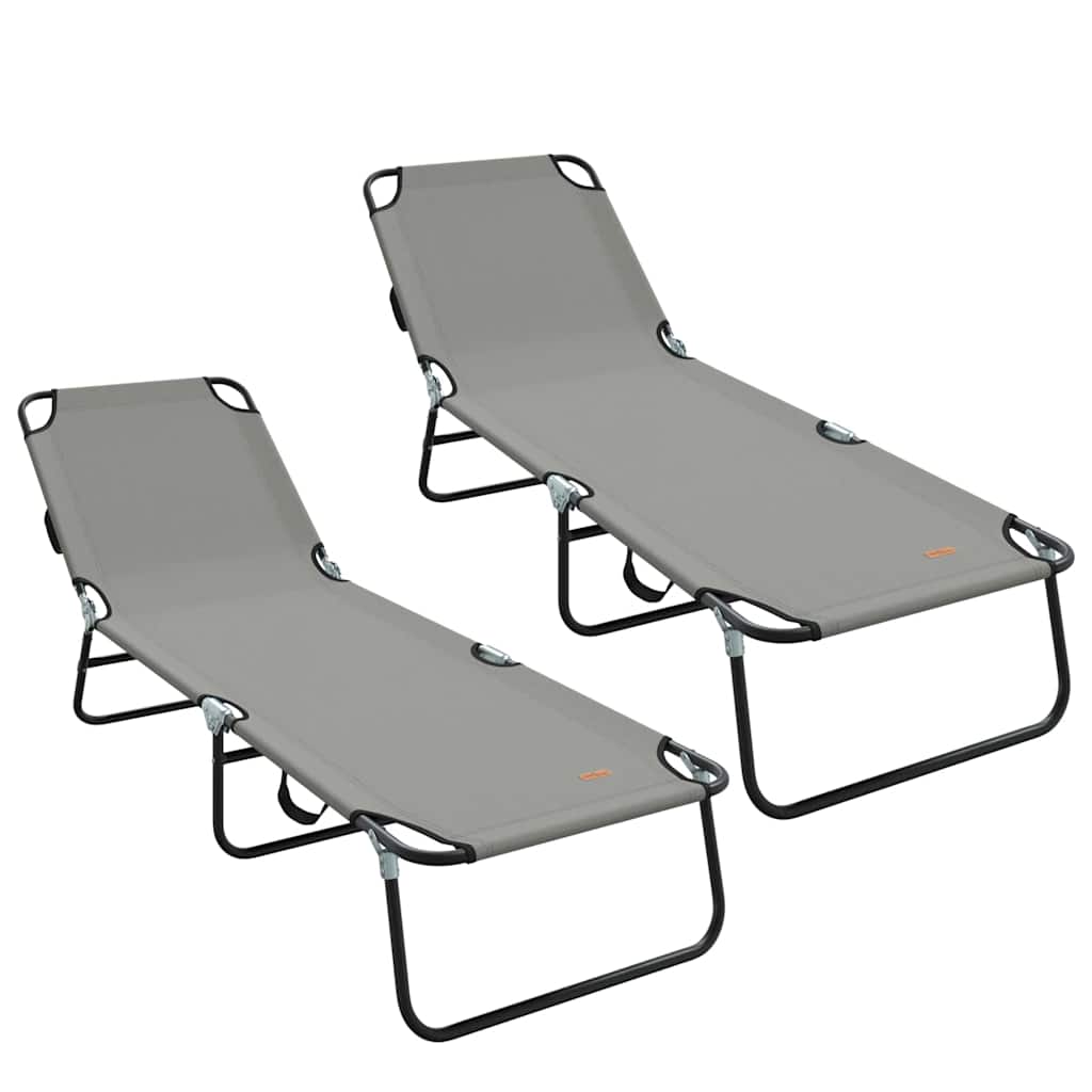 Sklopiva ležaljka za sunčanje 2 pcs Siva 188 x 57 x 86,5 cm