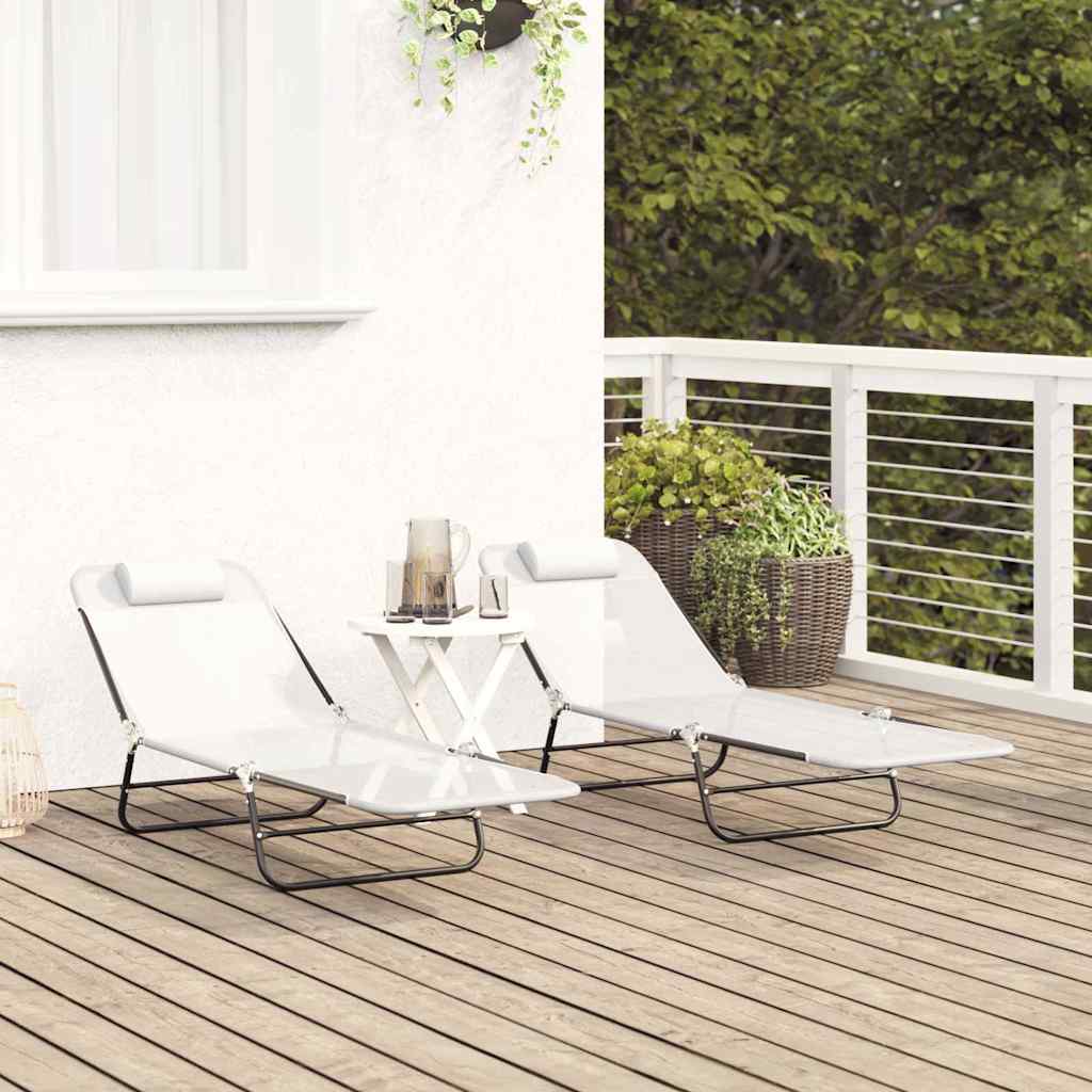 Sklopiva ležaljka za sunčanje 2 pcs Krema 182 x 55 x 85,5 cm