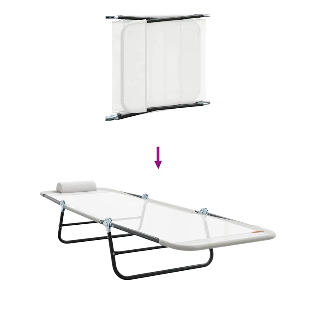Sklopiva ležaljka za sunčanje 2 pcs Krema 182 x 55 x 85,5 cm
