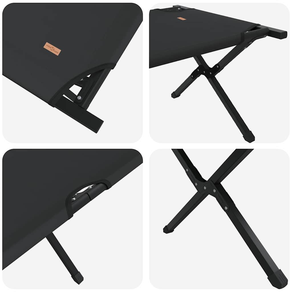 Sklopivi kamperski krevet Crna 210 x 80 x 46 cm Oxford tkanina