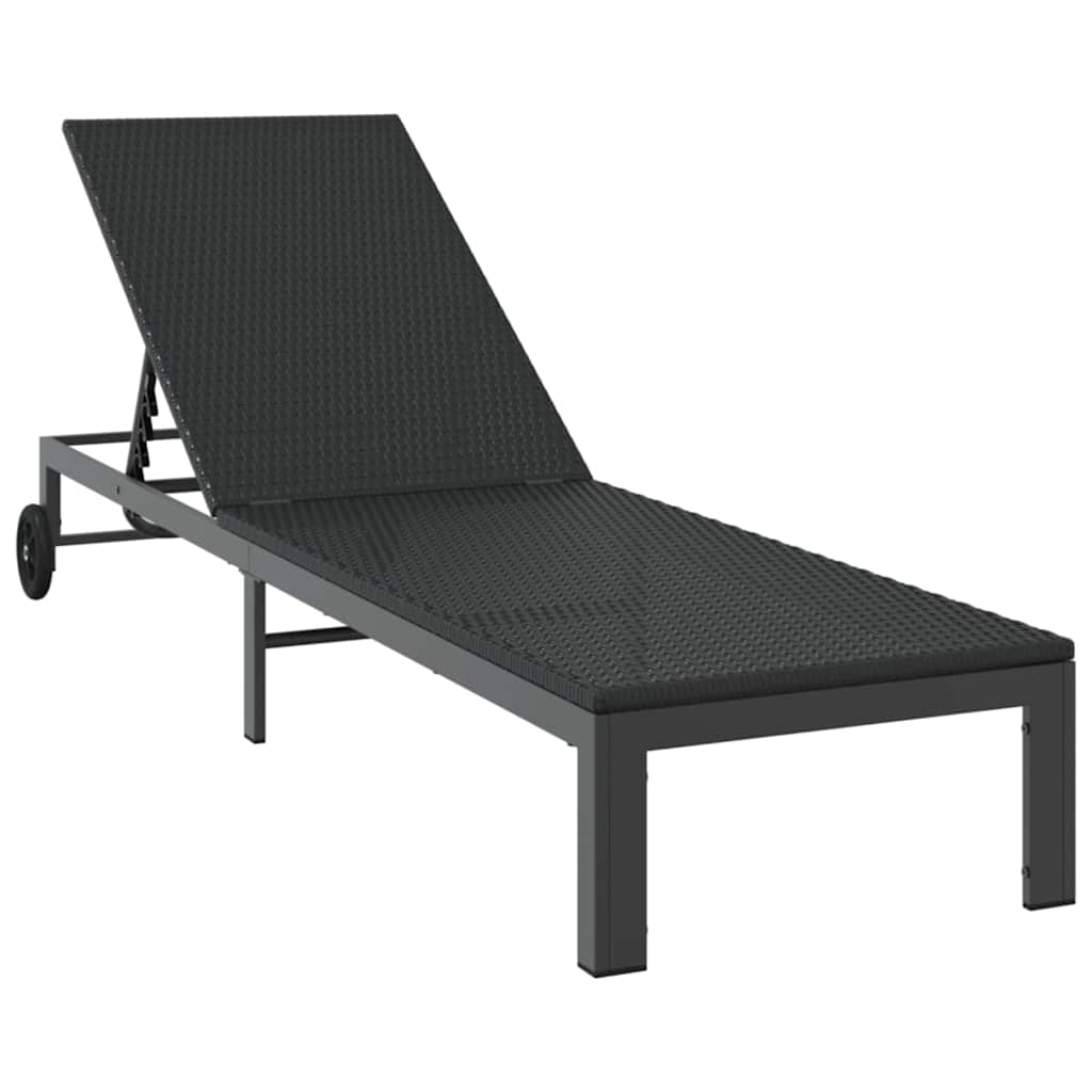 Ležaljka na suncu Crna 206 x 62,5 x 74 cm poliratan