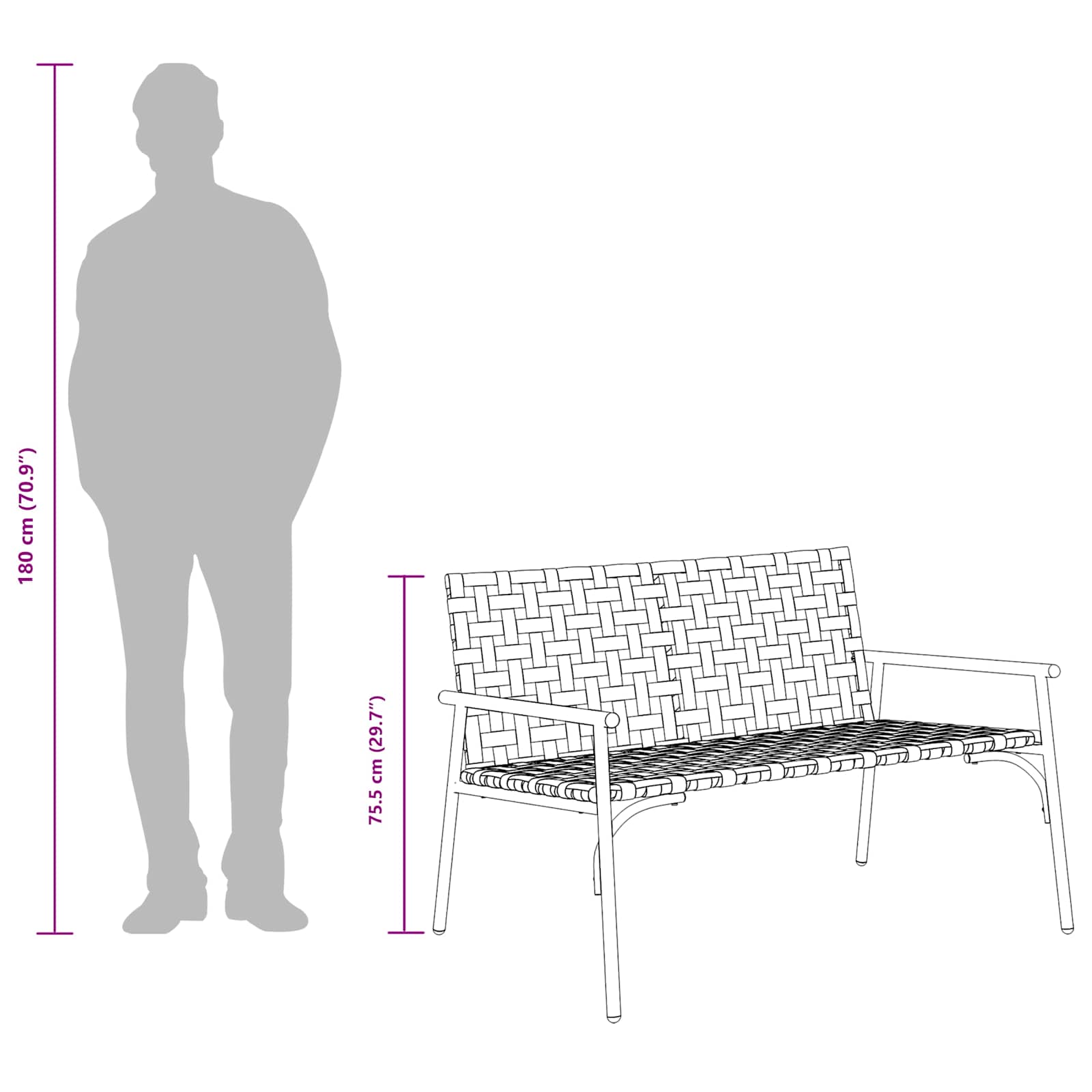 Vrtna stolica Smeđa 110,5 x 79 x 75,5 cm poliratan