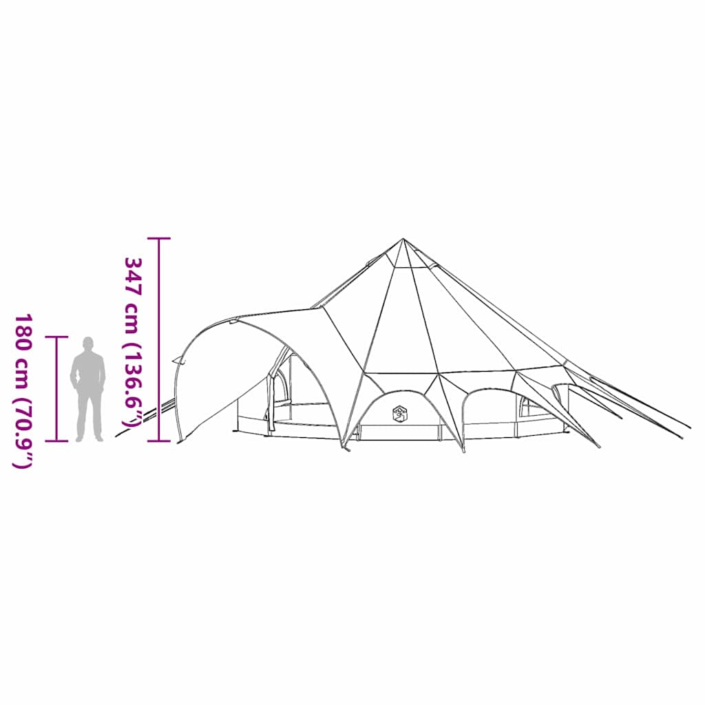 Teepee šator za 7 osoba Zelena i Siva 600 x 600 x 347 cm