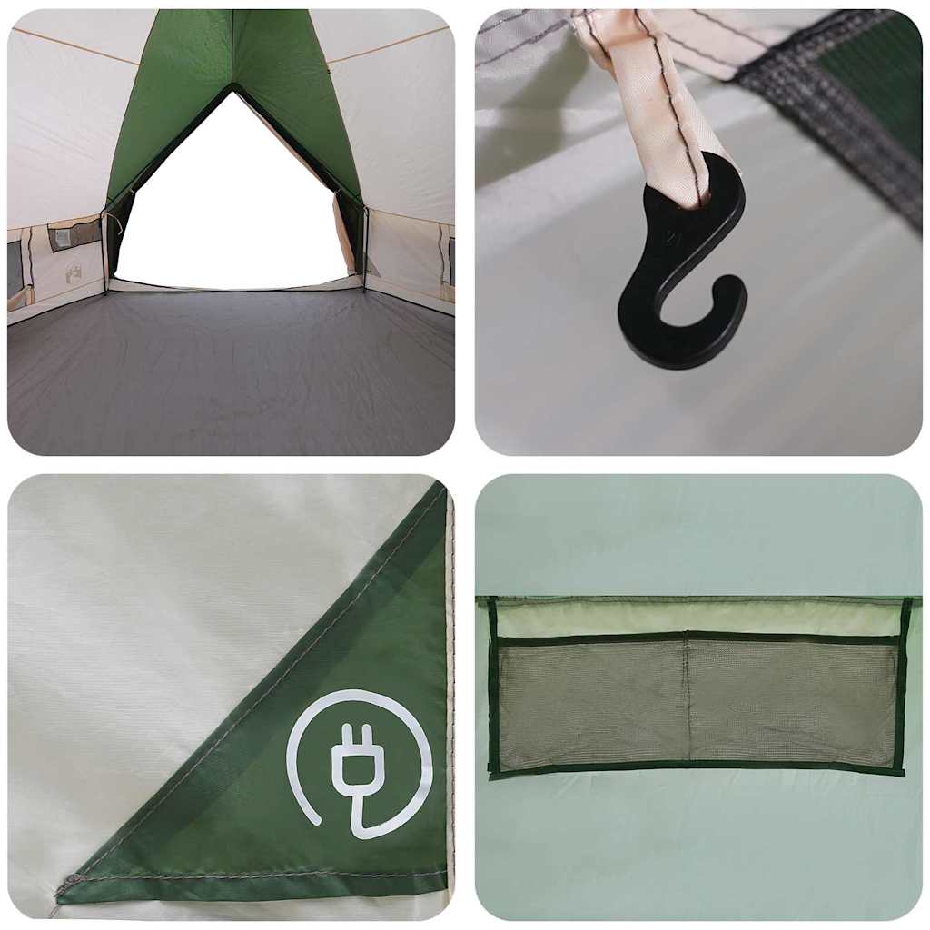 Teepee šator za 10 osoba Zelena i bijela 567 x 470 x 242 cm