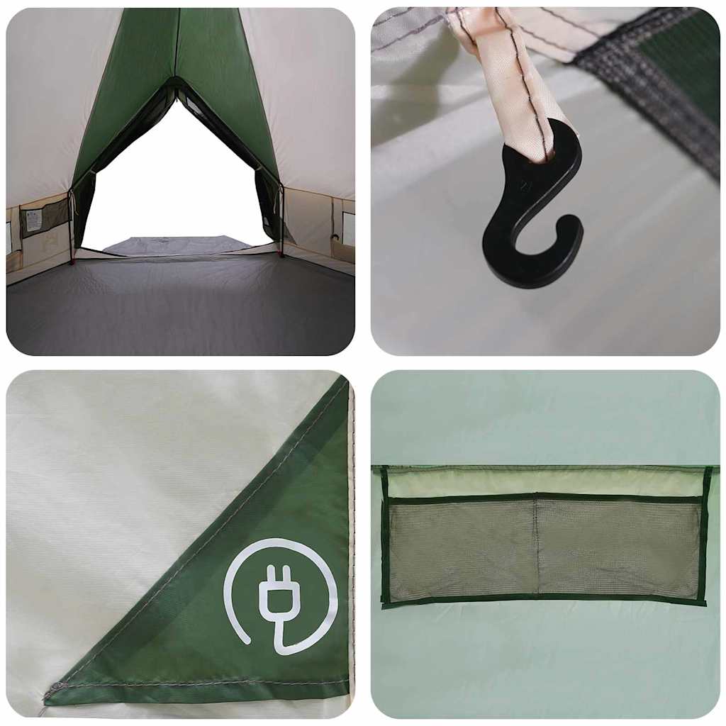 Teepee šator za 8 osoba Zelena i bijela 490 x 410 x 210 cm